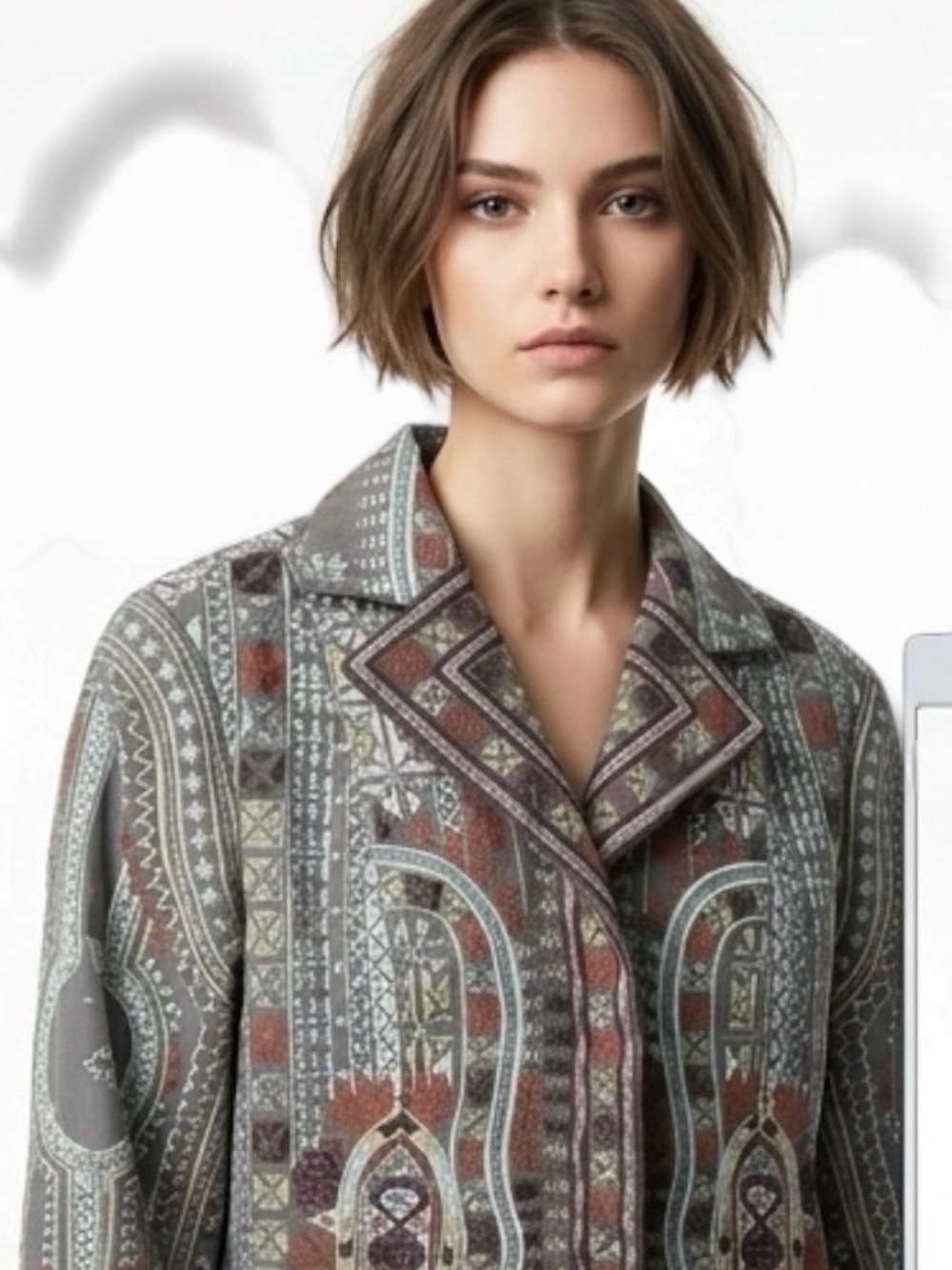 Coldwater Creek Paisley-Pattern Blazer in Olive, Rust & Gray